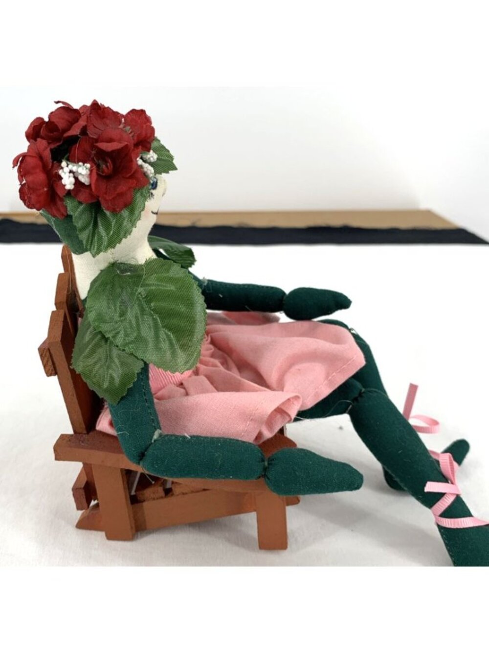 Joe Spencer Piper Petal Doll Seated in Chair Cloth Body 9" Long - Picture 5 of 7